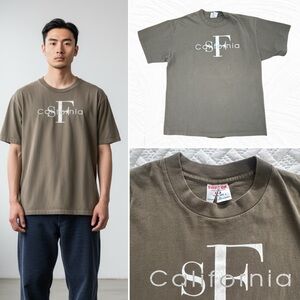 Vintage SF California Tourist Shirt XL Faded Olive Single Stitch 90s Tee Jay